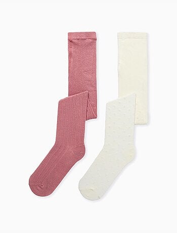 Confezione da 2 paia di collant a costine/jacquard