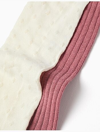 Confezione da 2 paia di collant a costine/jacquard