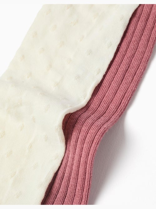 Confezione da 2 paia di collant a costine/jacquard - Kiabi