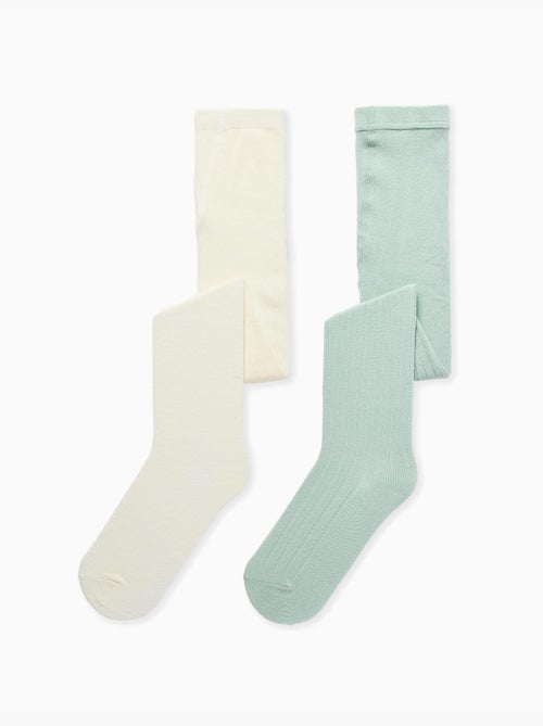 Confezione da 2 paia di collant a costine/jacquard - Kiabi