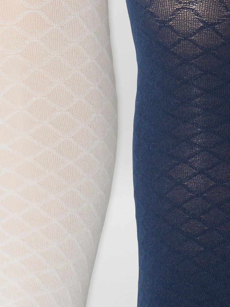 Confezione da 2 paia di collant leggeri fantasia BLU - Kiabi