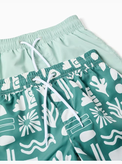 Confezione da 2 pantaloncini da bagno liscio/stampato con coulisse - Kiabi
