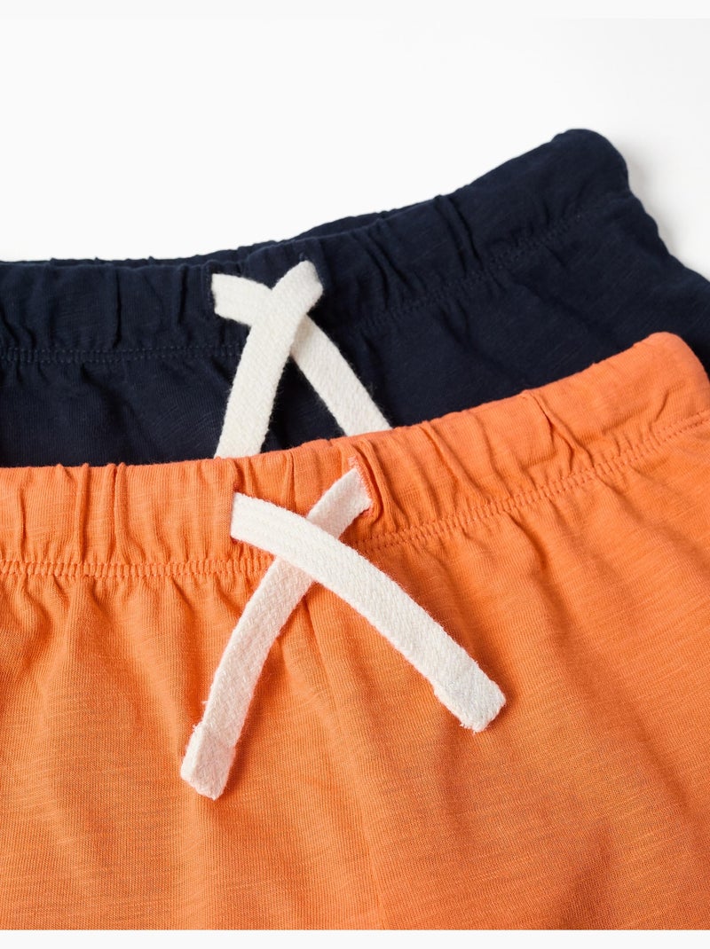 Confezione da 2 pantaloncini in cotone con coulisse Nero Arancione - Kiabi