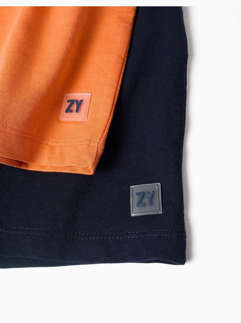 Confezione da 2 pantaloncini in cotone con coulisse Nero Arancione - Kiabi
