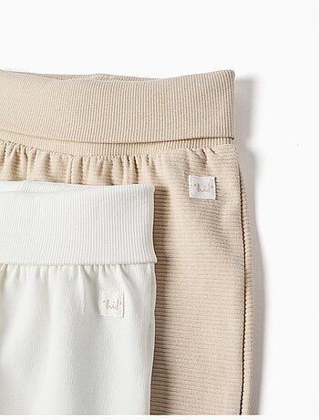 Confezione da 2 pantaloni in cotone lisci/a coste