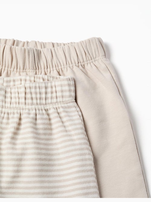 Confezione da 2 pantaloni lisci/a righe in cotone - Kiabi