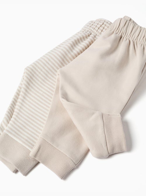 Confezione da 2 pantaloni lisci/a righe in cotone - Kiabi