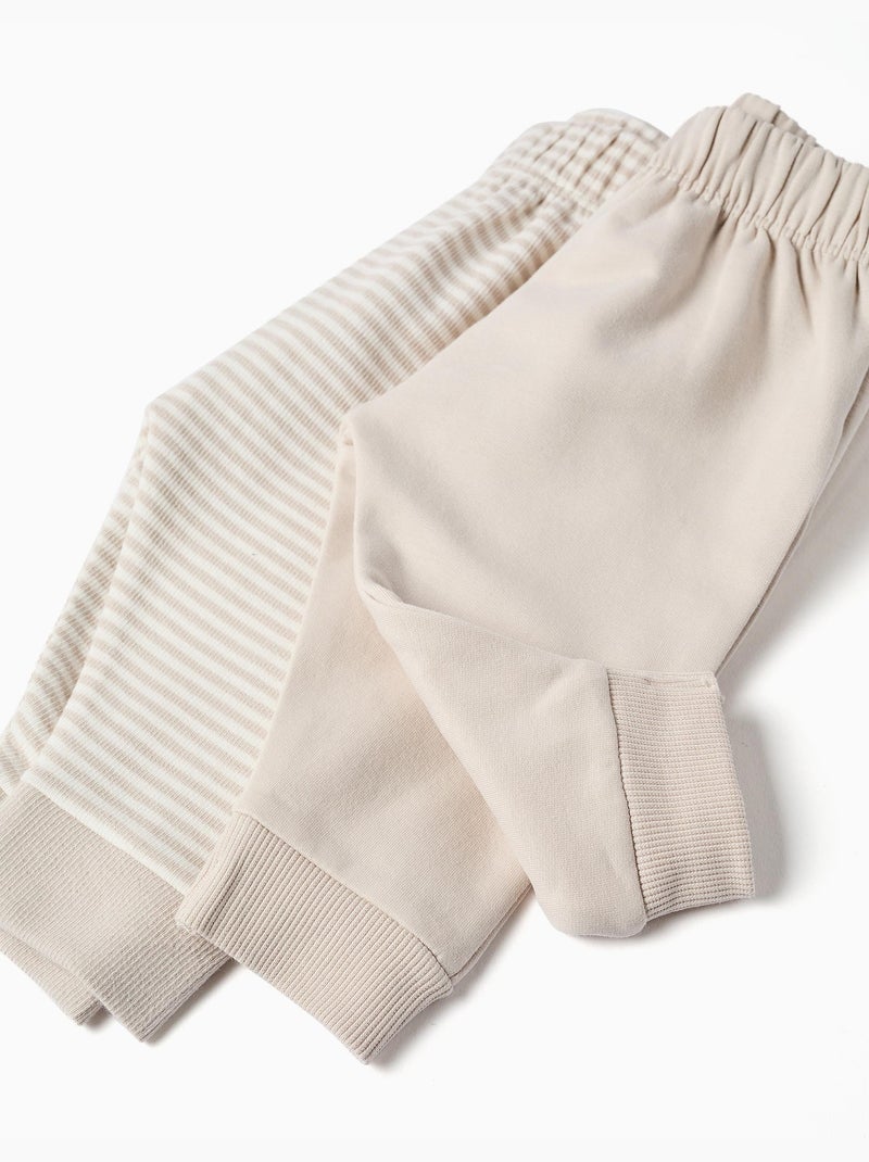 Confezione da 2 pantaloni lisci/a righe in cotone Grigio chiaro - Kiabi
