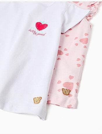 Confezione da 2 pigiami in cotone con stampe di cuori