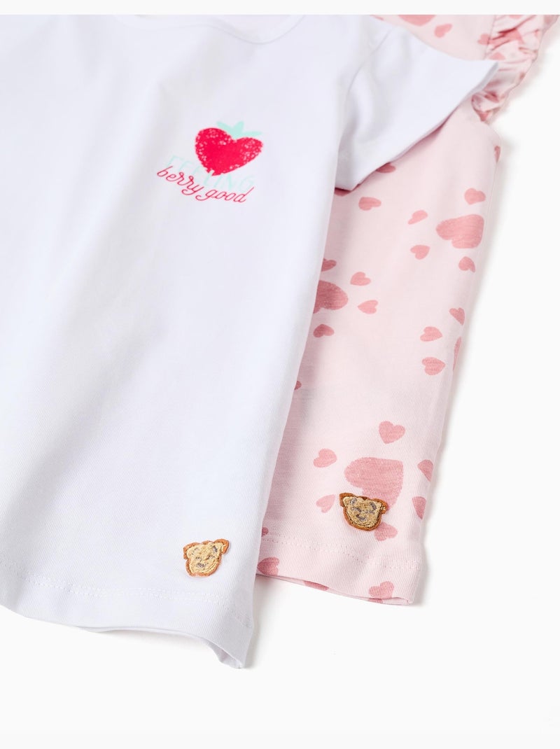 Confezione da 2 pigiami in cotone con stampe di cuori Multicolore - Kiabi