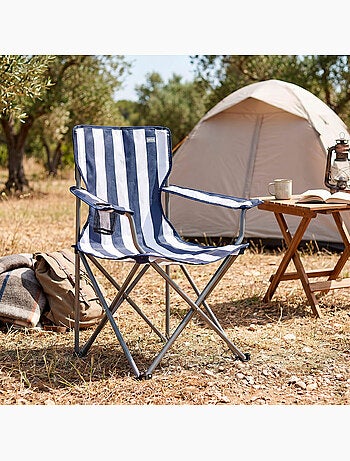 Confezione da 2 sedie da campeggio a righe 48x47x82 cm e tavolo pieghevole 61x50x51 cm