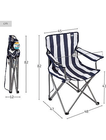 Confezione da 2 sedie da campeggio a righe 48x47x82 cm e tavolo pieghevole 61x50x51 cm