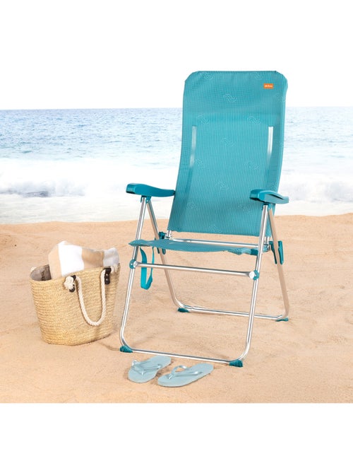 Confezione da 2 sedie da spiaggia alte e multiposizione, 46x67x110 cm,e turchese - Kiabi Confezione da 2 sedie da spiaggia alte e multiposizione, 46x67x110 cm,e turchese - Kiabi