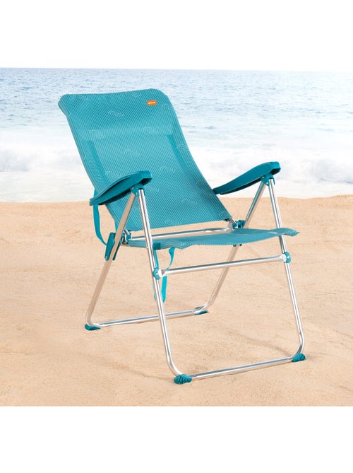 Confezione da 2 sedie da spiaggia alte e multiposizione, 46x67x110 cm,e turchese - Kiabi Confezione da 2 sedie da spiaggia alte e multiposizione, 46x67x110 cm,e turchese - Kiabi