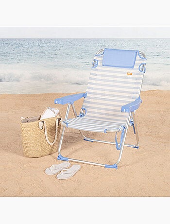 Confezione da 2 sedie da spiaggia alte multiposizione 48x60x90 cm a righe
