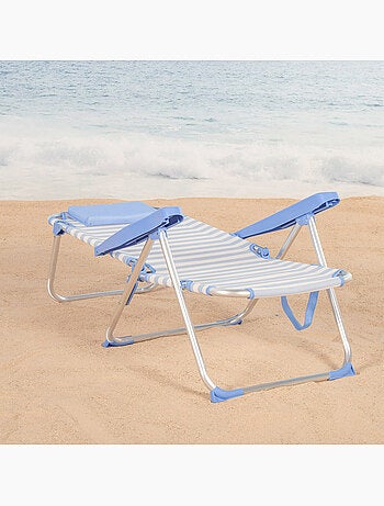 Confezione da 2 sedie da spiaggia alte multiposizione 48x60x90 cm a righe