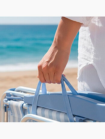 Confezione da 2 sedie da spiaggia alte multiposizione 48x60x90 cm a righe