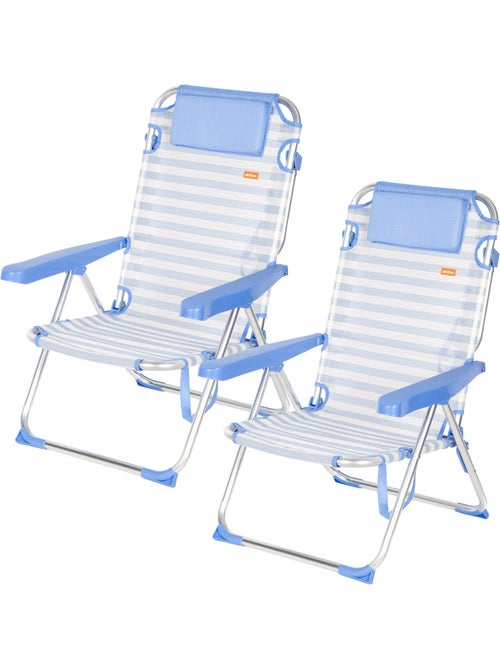Confezione da 2 sedie da spiaggia alte multiposizione 48x60x90 cm a righe - Kiabi Confezione da 2 sedie da spiaggia alte multiposizione 48x60x90 cm a righe - Kiabi
