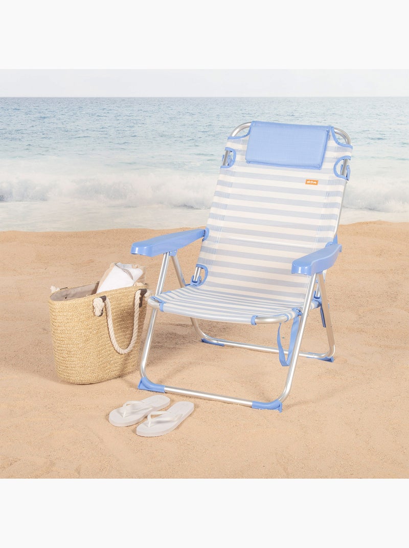 Confezione da 2 sedie da spiaggia alte multiposizione 48x60x90 cm a righe Blu Bianco - Kiabi