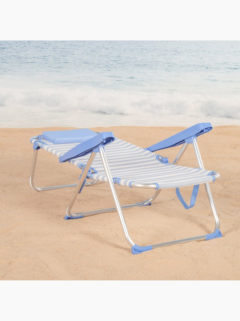Confezione da 2 sedie da spiaggia alte multiposizione 48x60x90 cm a righe Blu Bianco - Kiabi