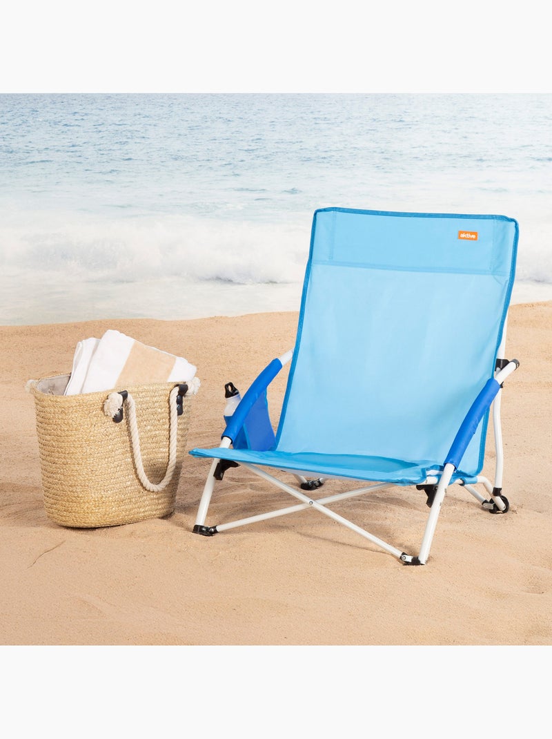 Confezione da 2 sedie da spiaggia basse fisse, 50x49x66 cm, Blu - Kiabi