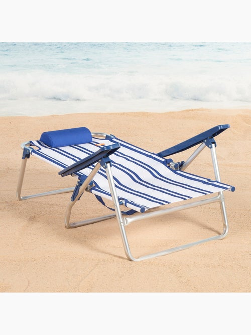 Confezione da 2 sedie da spiaggia basse multiposizione 48x45x83 cm a righe nautiche - Kiabi Confezione da 2 sedie da spiaggia basse multiposizione 48x45x83 cm a righe nautiche - Kiabi