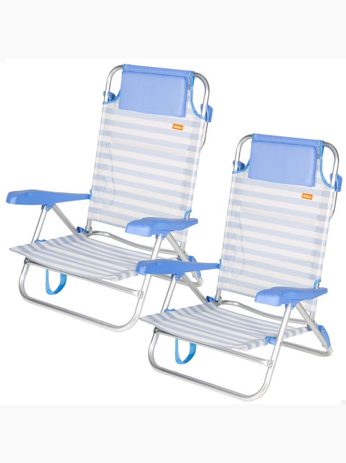 Confezione da 2 sedie da spiaggia basse multiposizione 48x50x80 cm a righe - Kiabi Confezione da 2 sedie da spiaggia basse multiposizione 48x50x80 cm a righe - Kiabi