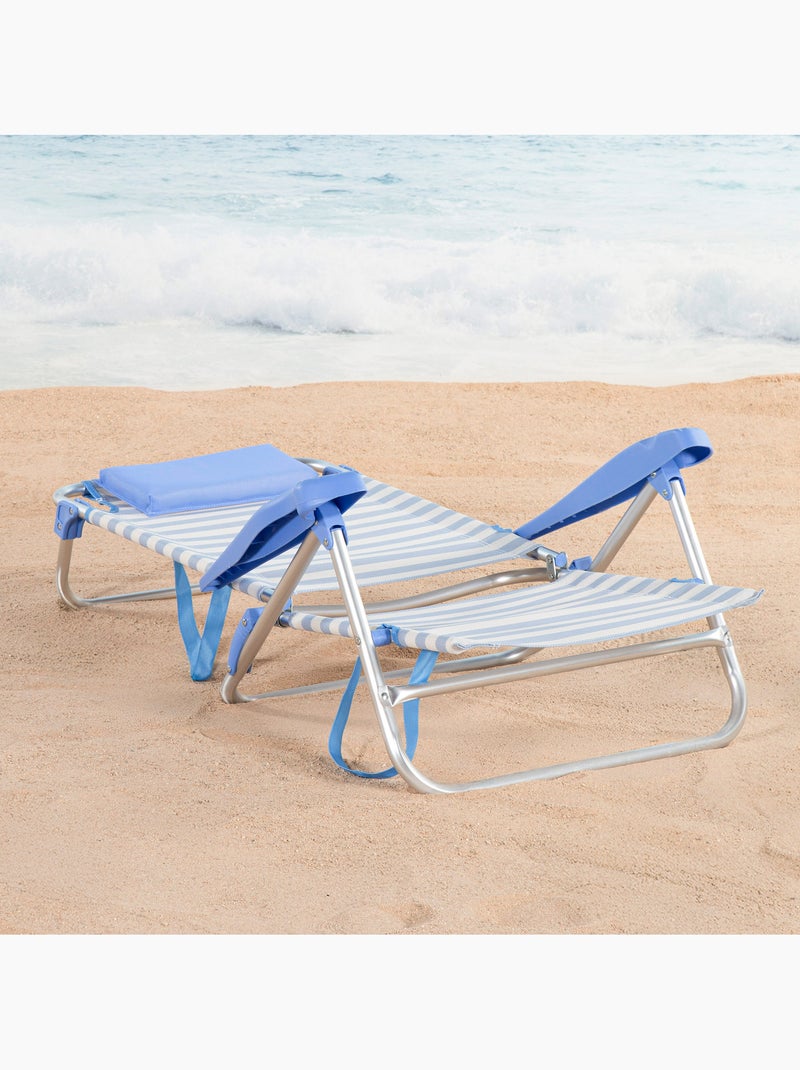 Confezione da 2 sedie da spiaggia basse multiposizione 48x50x80 cm a righe Blu Bianco - Kiabi