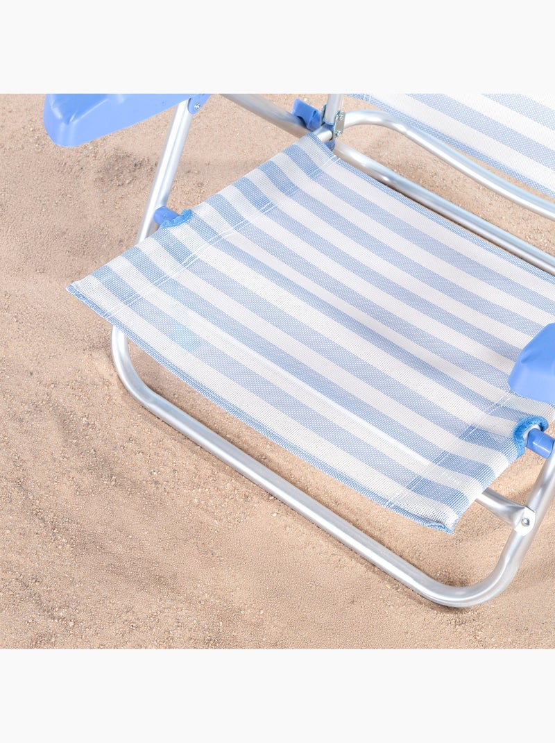 Confezione da 2 sedie da spiaggia basse multiposizione 48x50x80 cm a righe Blu Bianco - Kiabi