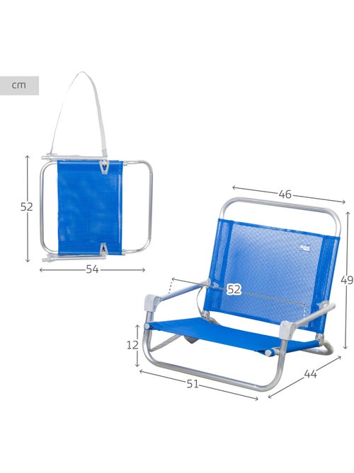 Confezione da 2 sedie da spiaggia blu 46x44x49 cm, ombrellone da 200 cm e borsa termica morbida - Kiabi