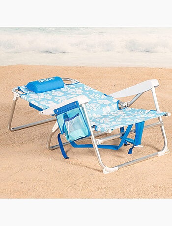 Confezione da 2 sedie da spiaggia medie multiposizione 50x54x80 cm con fiori e tasche