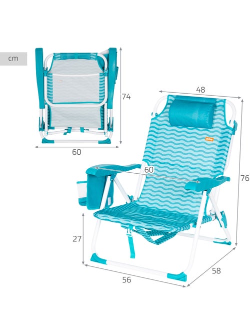 Confezione da 2 sedie da spiaggia multiposizione di medie dimensioni, 48x58x76 cm - Kiabi