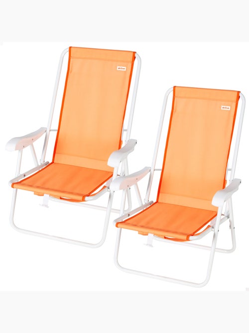 Confezione da 2 sedie da spiaggia semi-fisse 44x40x81 cm arancioni - Kiabi Confezione da 2 sedie da spiaggia semi-fisse 44x40x81 cm arancioni - Kiabi