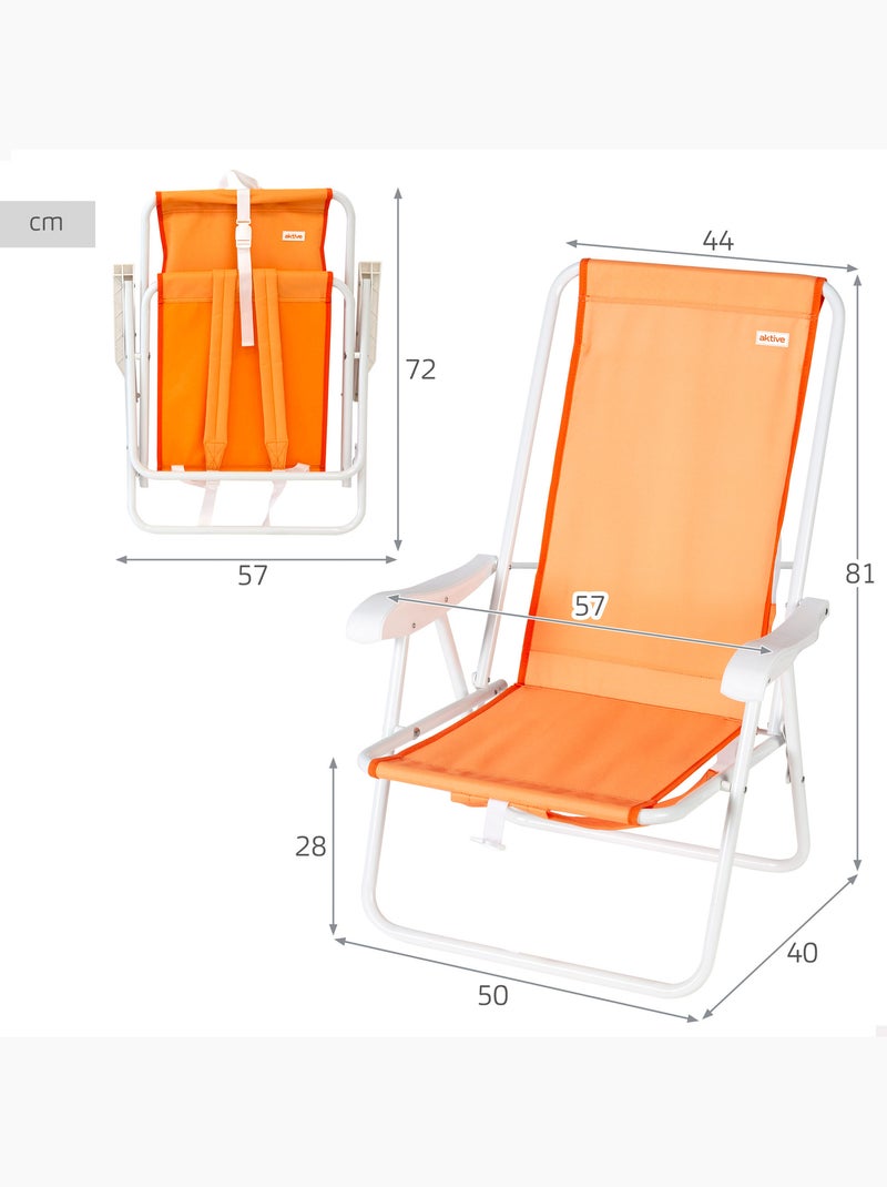 Confezione da 2 sedie da spiaggia semi-fisse 44x40x81 cm arancioni Arancione - Kiabi