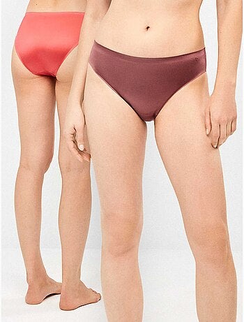 Confezione da 2 slip senza cuciture in tessuto microfibra satinato