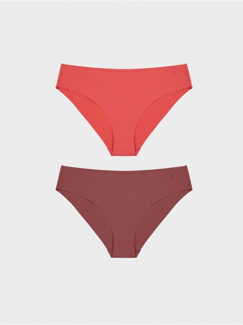 Confezione da 2 slip senza cuciture in tessuto microfibra satinato - Kiabi Confezione da 2 slip senza cuciture in tessuto microfibra satinato - Kiabi