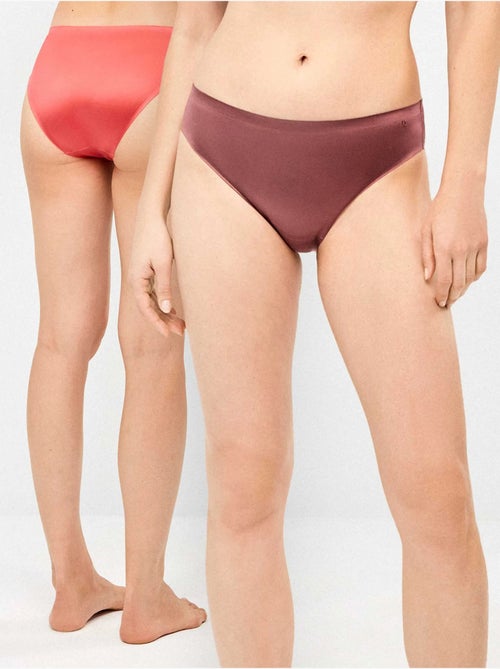Confezione da 2 slip senza cuciture in tessuto microfibra satinato - Kiabi Confezione da 2 slip senza cuciture in tessuto microfibra satinato - Kiabi