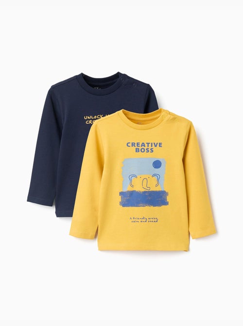 Confezione da 2 t-shirt a maniche lunghe con stampe - Kiabi