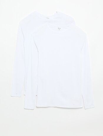 Confezione da 2 T-shirt a maniche lunghe tinta unita