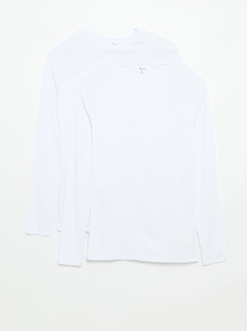 Confezione da 2 T-shirt a maniche lunghe tinta unita - Kiabi