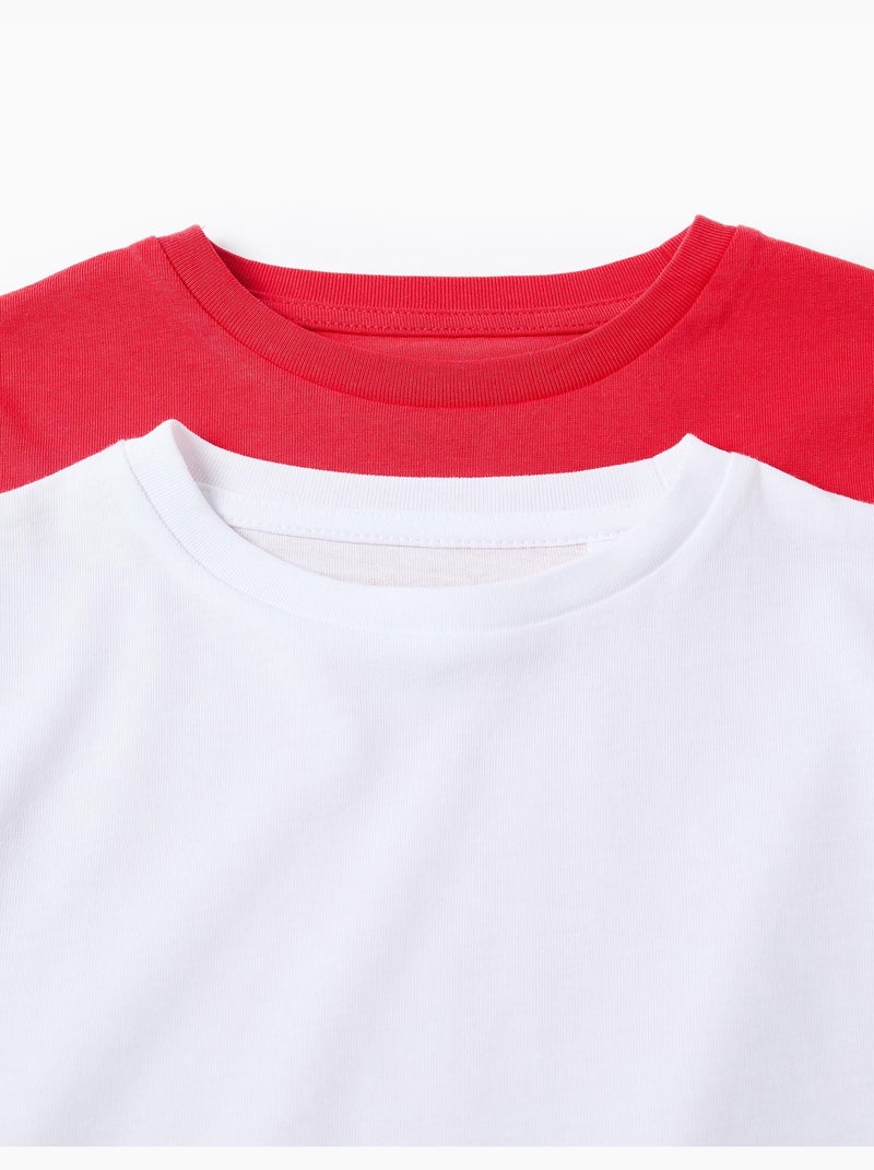 Confezione da 2 T-shirt in cotone a manica lunga Rosso - Kiabi