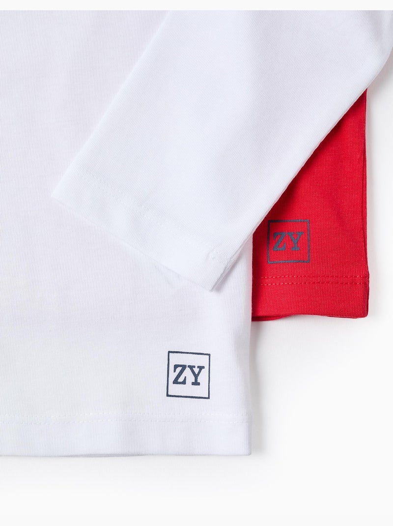 Confezione da 2 T-shirt in cotone a manica lunga Rosso - Kiabi