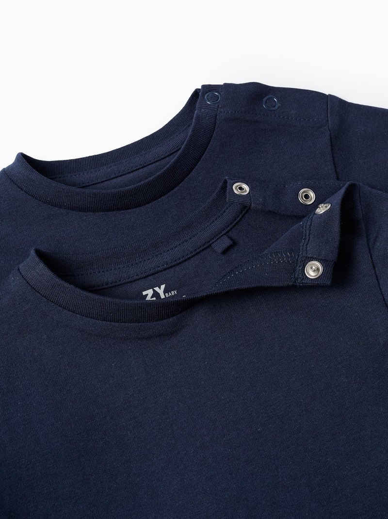 Confezione da 2 T-shirt in cotone semplice Blu scuro - Kiabi