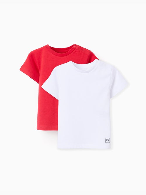 Confezione da 2 T-shirt in cotone semplice - Kiabi Confezione da 2 T-shirt in cotone semplice - Kiabi