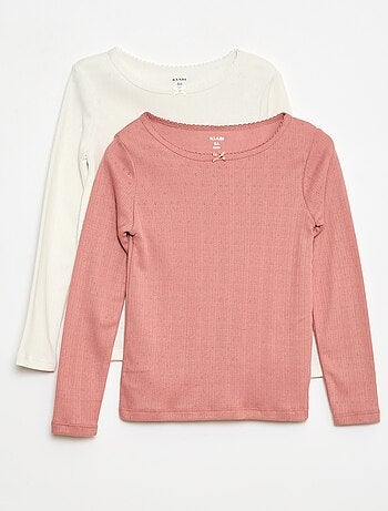 Confezione da 2 t-shirt in maglia operata a maniche lunghe