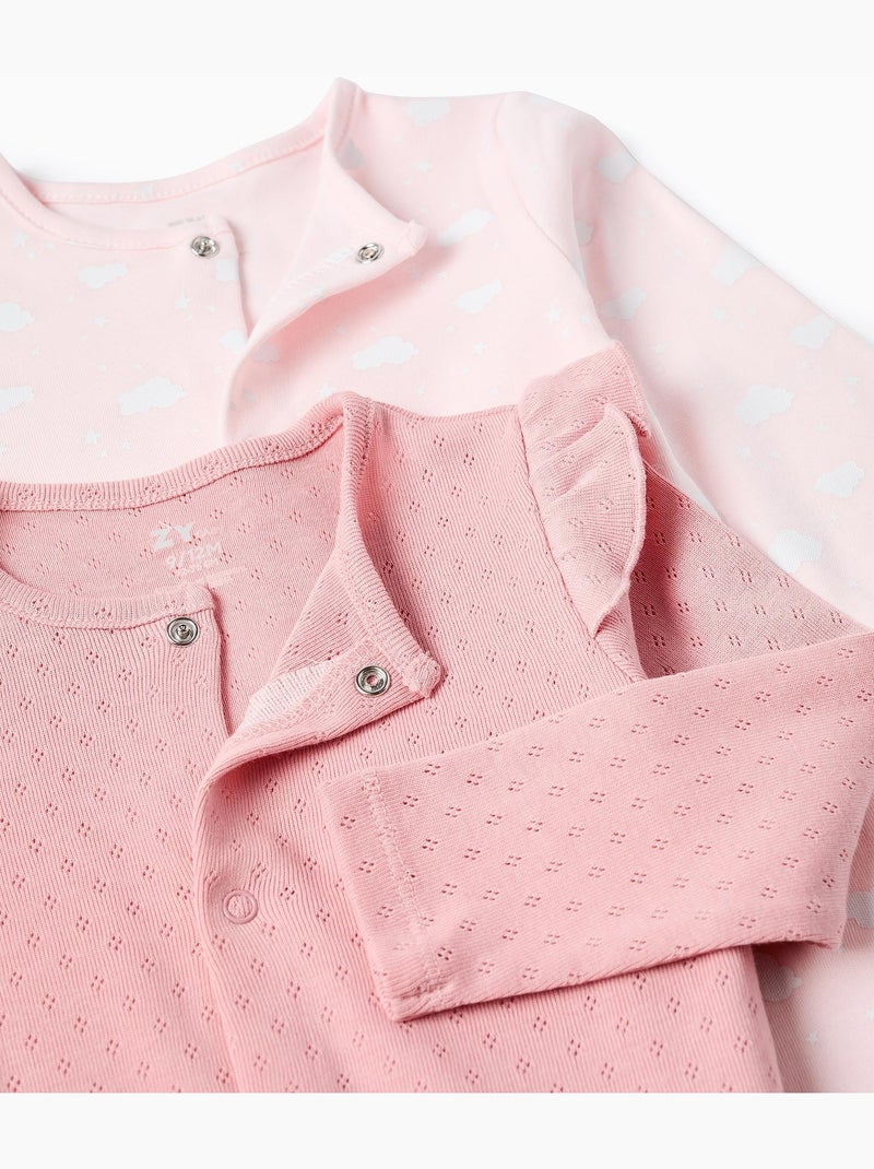 Confezione da 2 Tutina in cotone Bianco Rosa - Kiabi