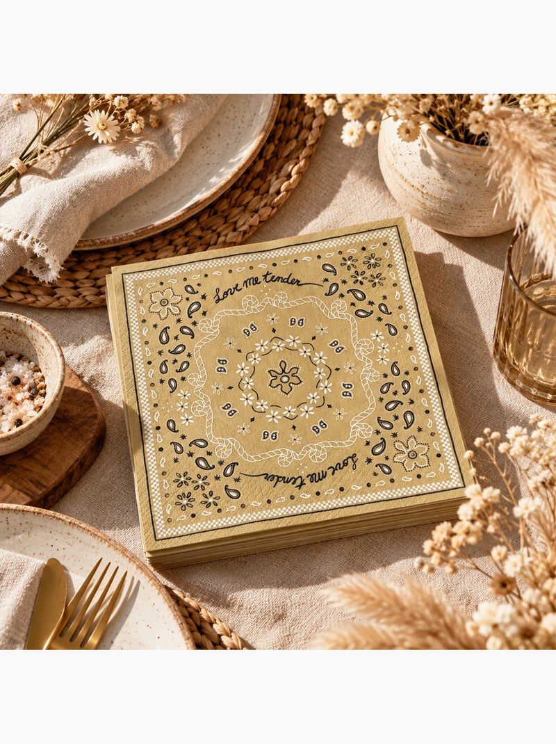 Confezione da 20 tovaglioli di carta a forma di bandana Beige - Kiabi