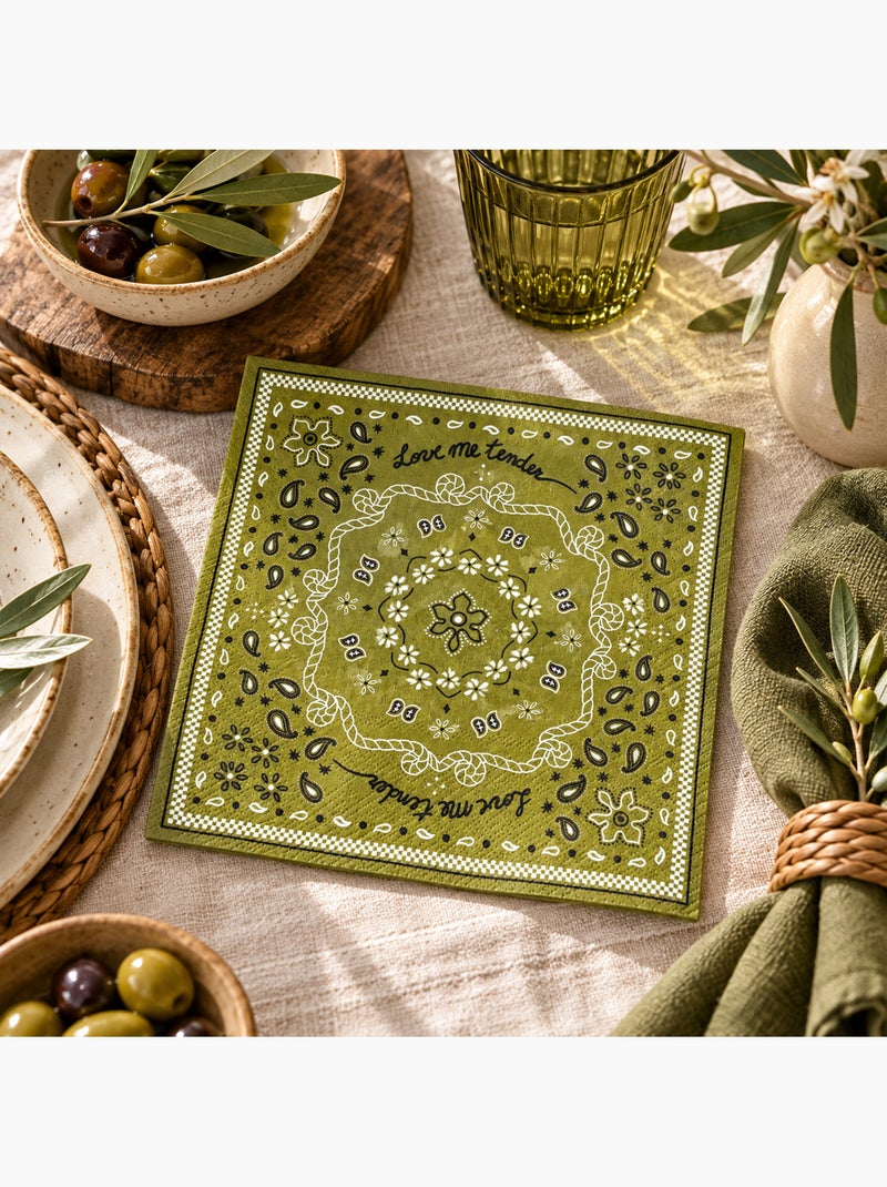 Confezione da 20 tovaglioli di carta a forma di bandana Cachi - Kiabi