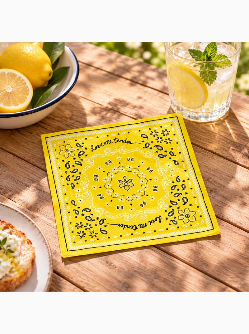 Confezione da 20 tovaglioli di carta a forma di bandana Giallo - Kiabi