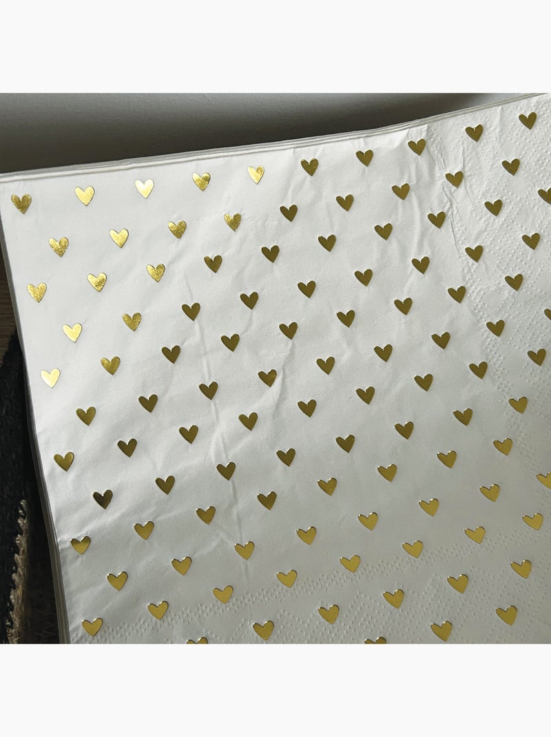 Confezione da 20 tovaglioli di carta a forma di cuore Dorato/Oro - Kiabi